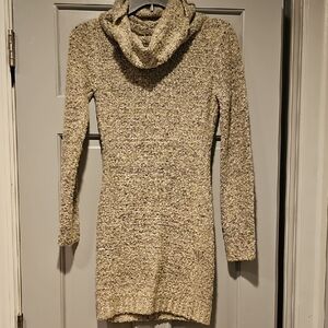 Charlotte Russe Speckled Cowl Neck Sweater Dress Size Medium Long Sleeve Mini